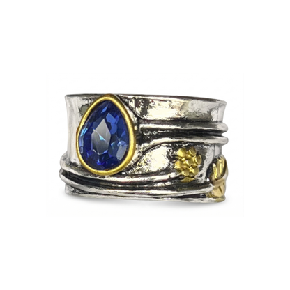 Bohemian Gemstone Meditation Ring | White Gold