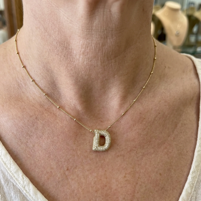 Bubble letter initial necklace set | Gold