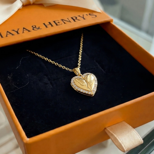 Butterfly Heart Necklace | Gold