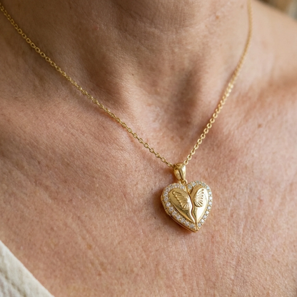 Butterfly Heart Necklace | Gold