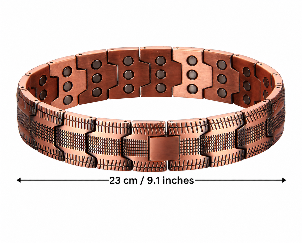 Pulsera de cobre con mosaico acanalado