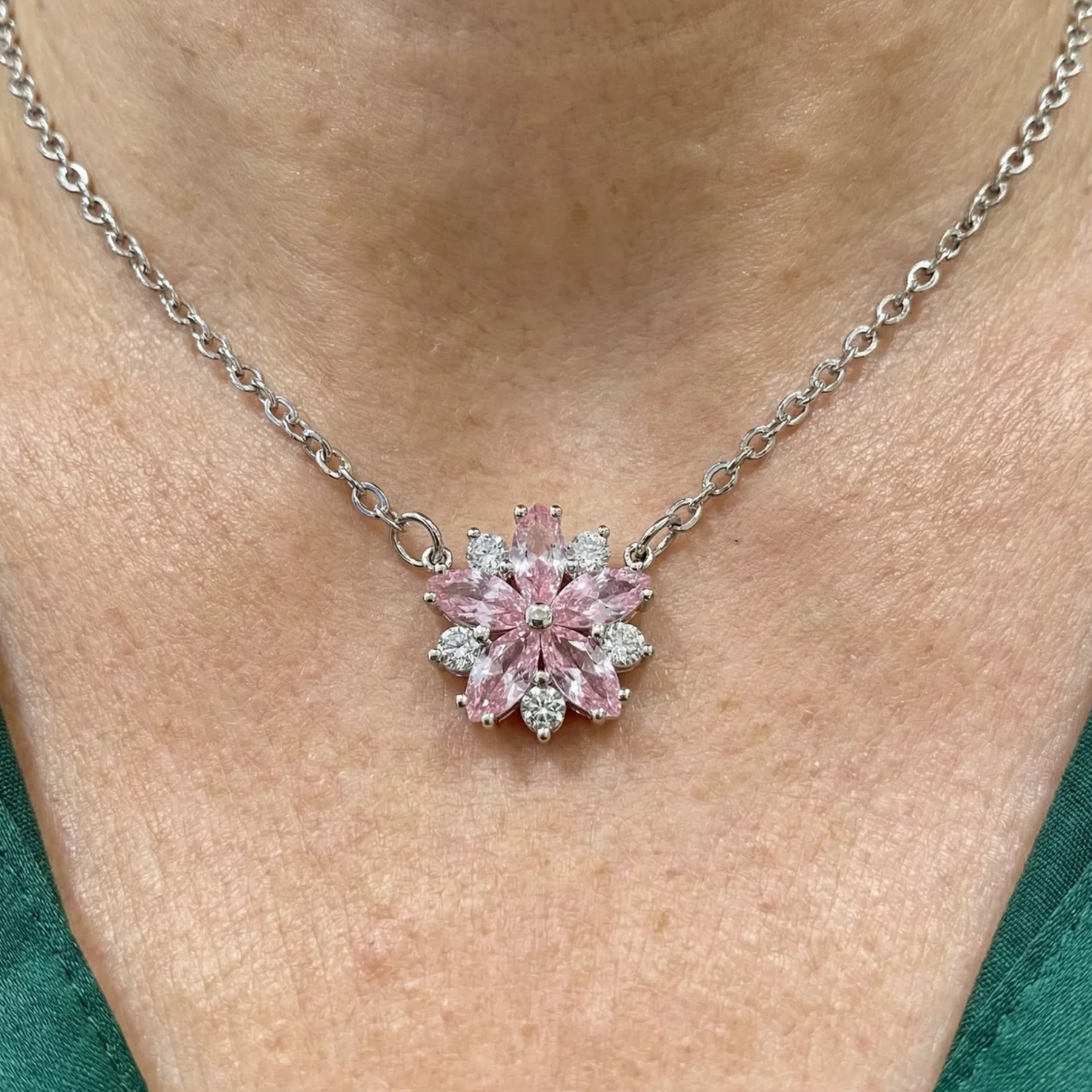 Cherry Blossom Necklace | White Gold