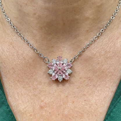 Cherry Blossom Necklace | White Gold