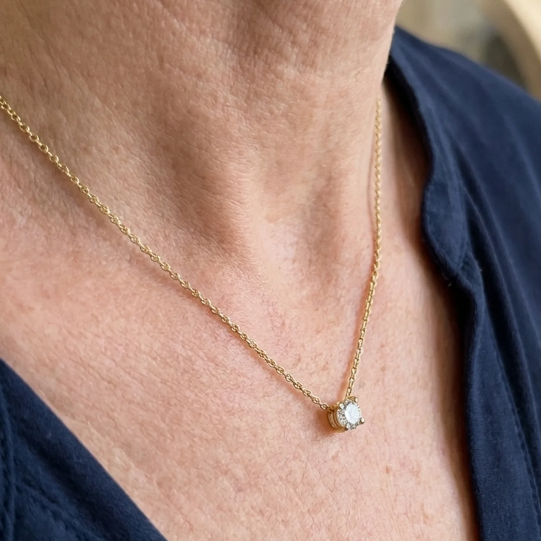 Cléa Moissanite Stone Necklace | Gold