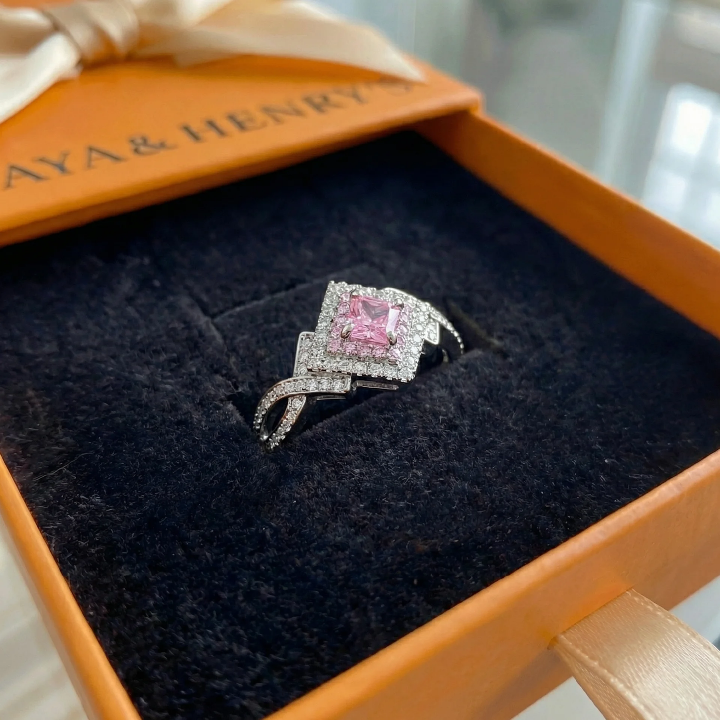 Couture Pave Square Ring | White Gold