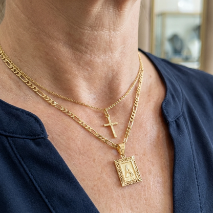 Cross Initial Necklace Set | Gold