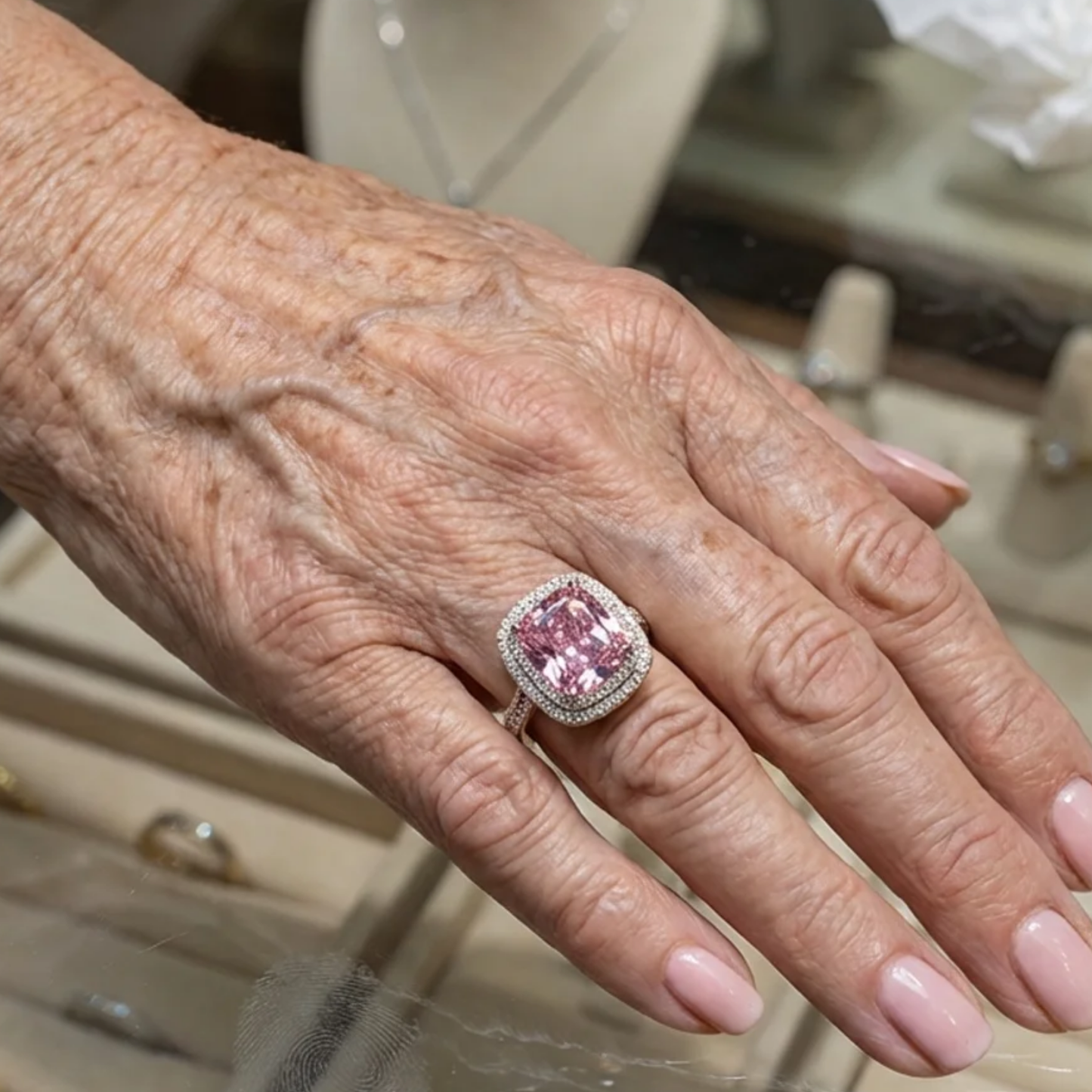 Cushion Pink Sapphire Ring | Rose Gold