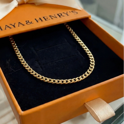 Flat Link Curb Chain Necklace | Gold