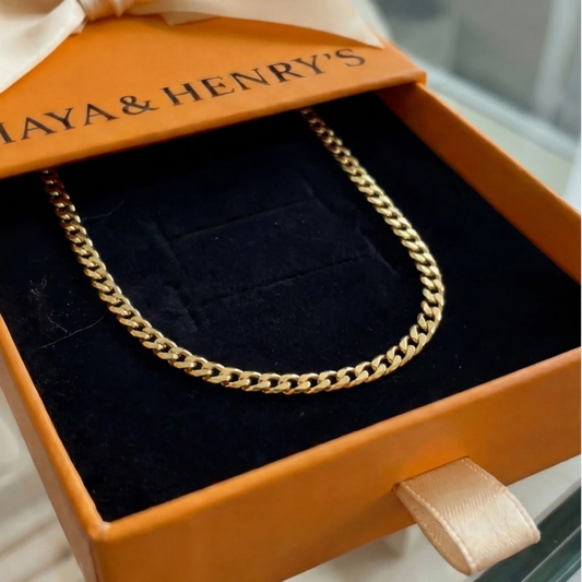 Flat Link Curb Chain Necklace | Gold