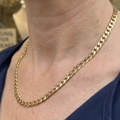 Flat Link Curb Chain Necklace | Gold