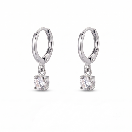 Larmes de Lune Stone Hoop Earrings | White Gold