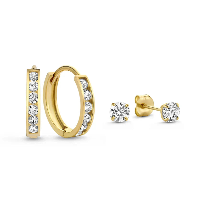 Dara Brillane Stone Earrings Set | Gold