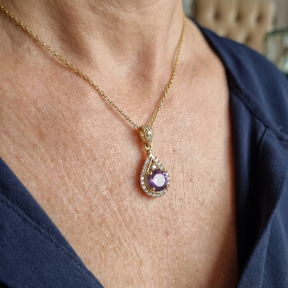 Lavena Halo Pendant Necklace | Gold