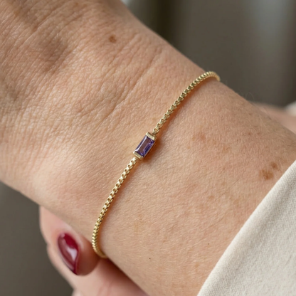 Minimalist Amethyst Bracelet | Gold