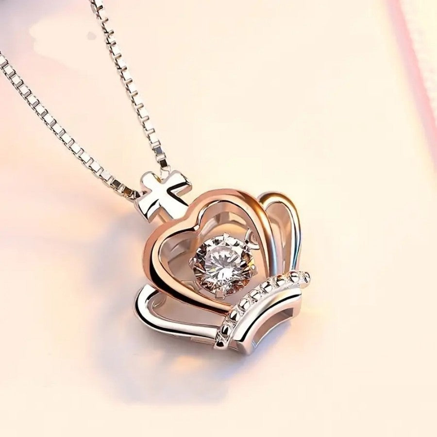 To My Daughter - Mother's Pride Heart & Crown Necklace