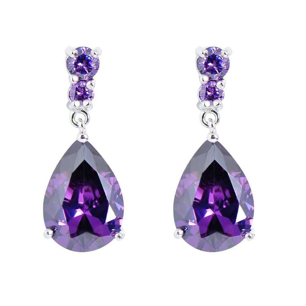Amethyst Dewdrop Earrings | White Gold