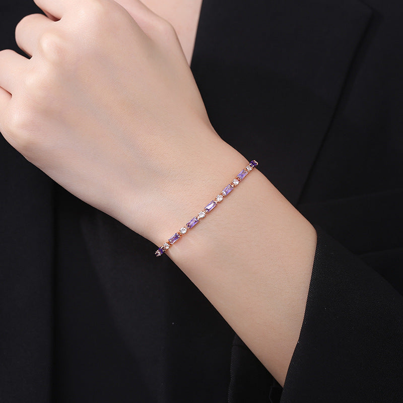 Amethyst Prism Tennis Bracelet | Rose Gold