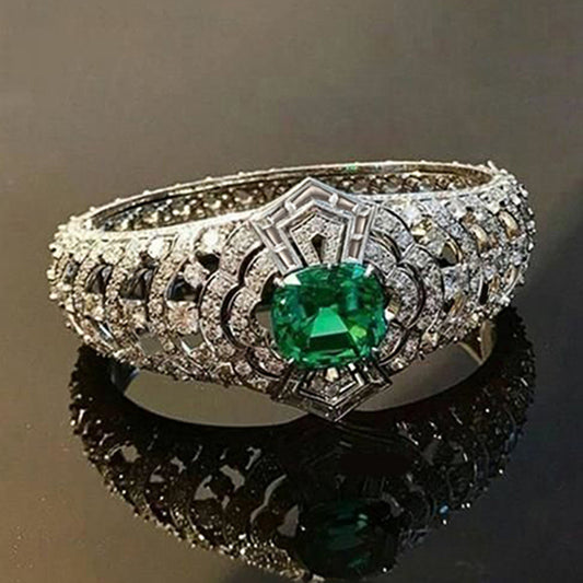Emerald Art Deco Ring | White Gold