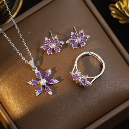Amethyst Bloom Jewelry Set | White Gold