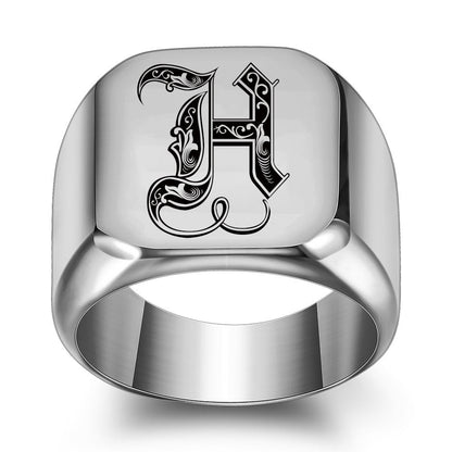 Classic Noble Initial Ring | White Gold