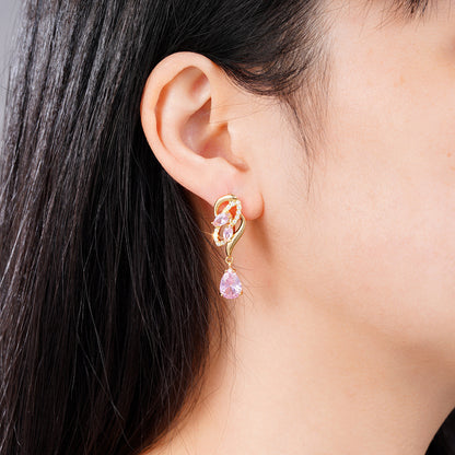 Pink Sapphire Glimmer Drop Earrings | Gold