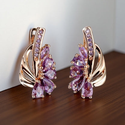 Viorelle Amethyst Wing Earrings | Rose Gold