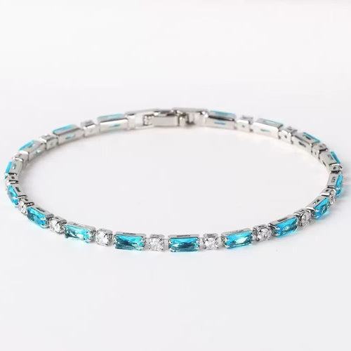 Natural Turquoise Stone Bracelet | White Gold