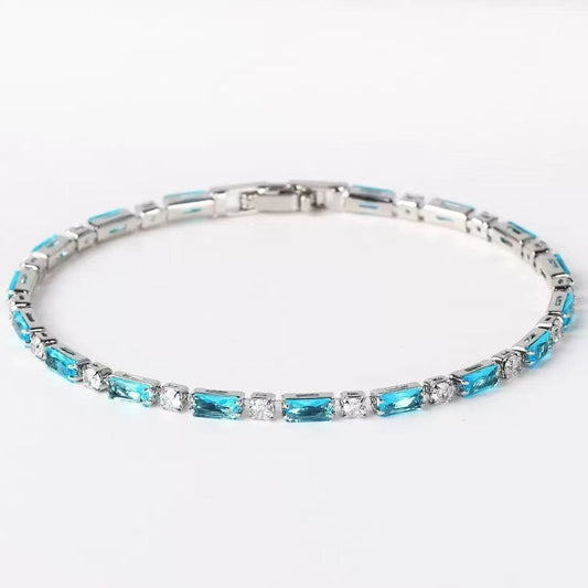 Natural Turquoise Stone Bracelet | White Gold