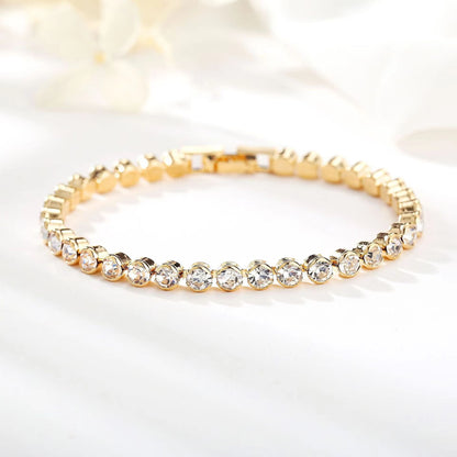 Round Cut Tennis Bracelet | Gold
