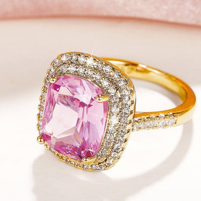 Cushion Pink Sapphire Ring | Gold
