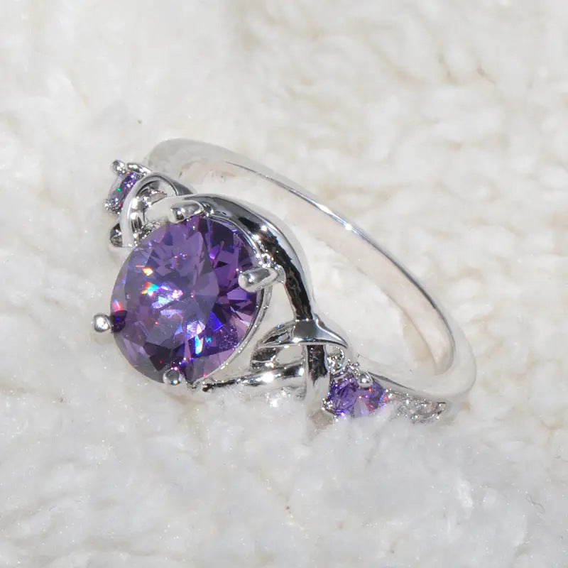 Amethyst Knot Ring | White Gold