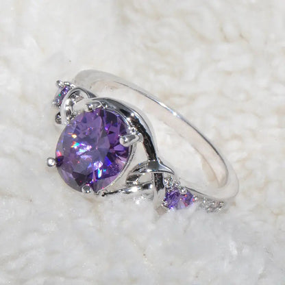 Amethyst Knot Ring | White Gold