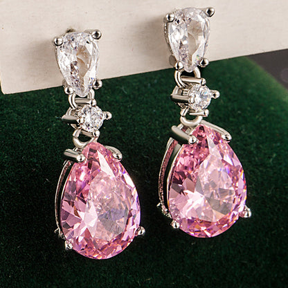 Mireya Blushflare Drop Earrings | White Gold