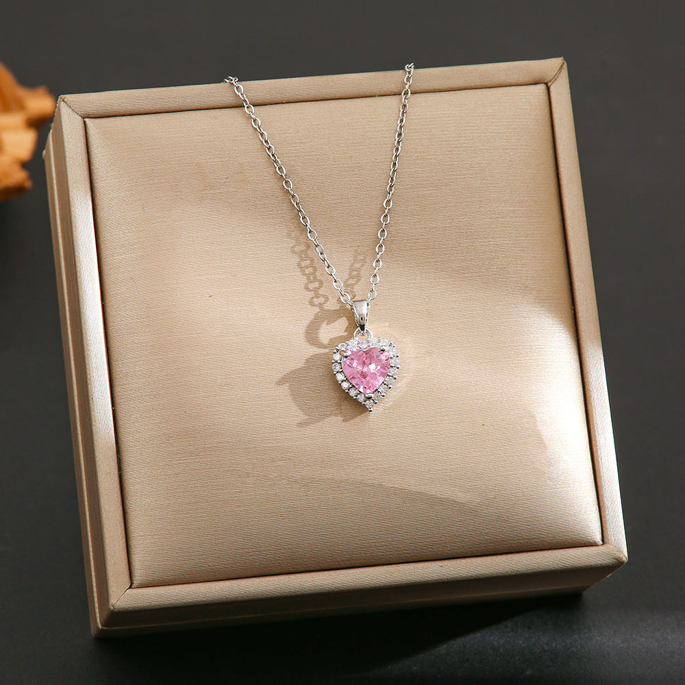 Pink Heart Radiance Necklace | White Gold