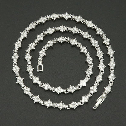 Classic Cluster Tennis Necklace | White Gold