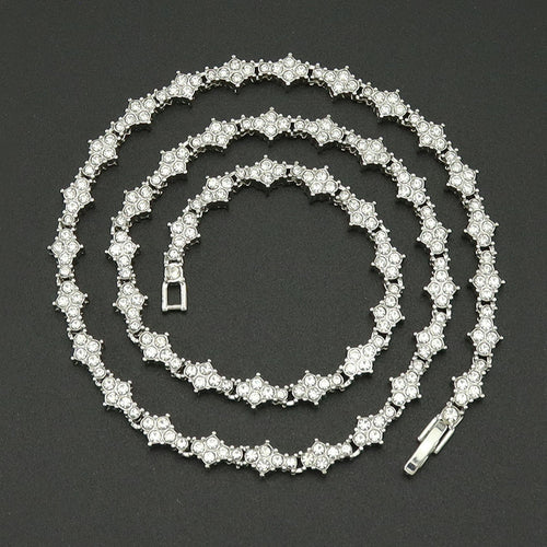 Classic Cluster Tennis Necklace | White Gold