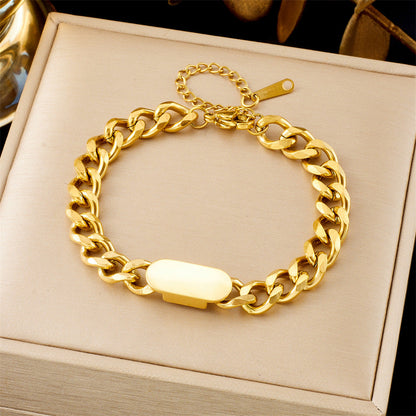 Cuban Chain Tag Bracelet | Gold