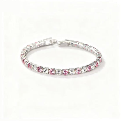 Pink Sapphire Duo Tennis Bracelet | White Gold