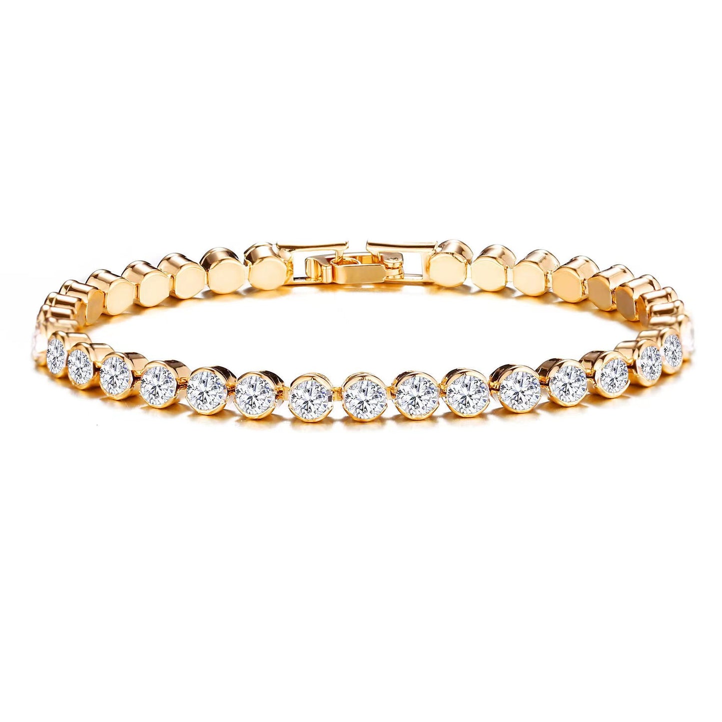 Round Cut Tennis Bracelet | Gold