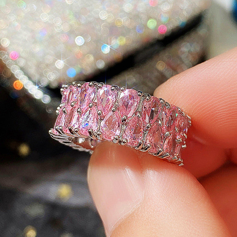 Blush Cascade Eternity Ring | White Gold