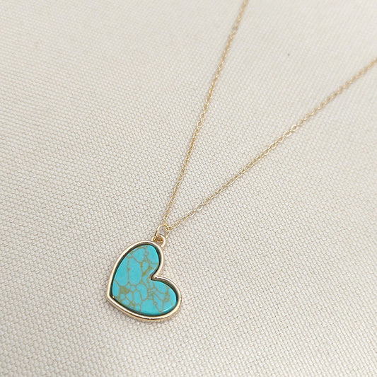 Turquoise Love Necklace | Gold