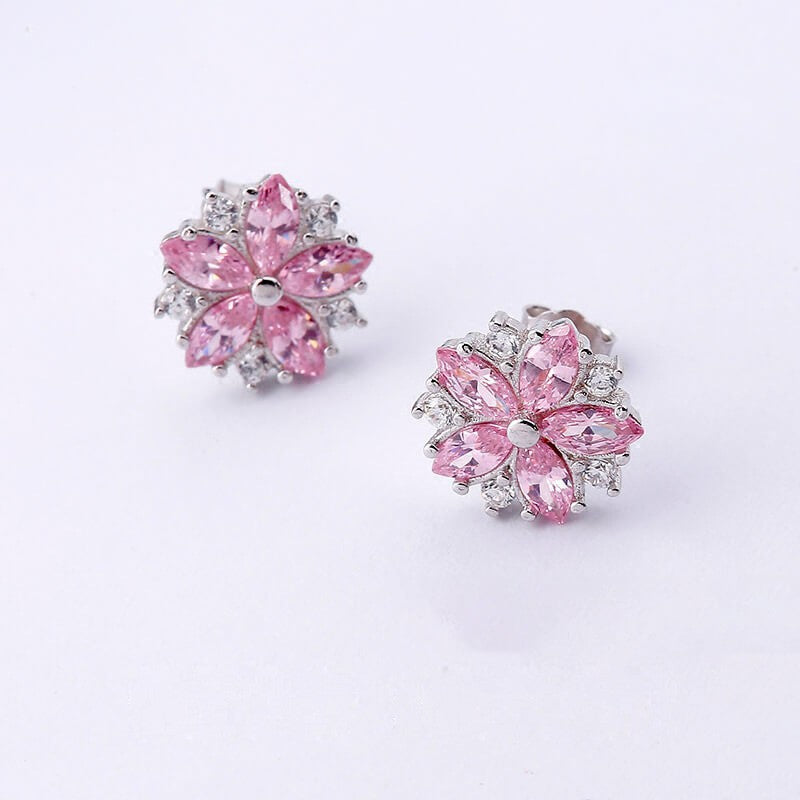 Cherry Blossom Earrings | White Gold