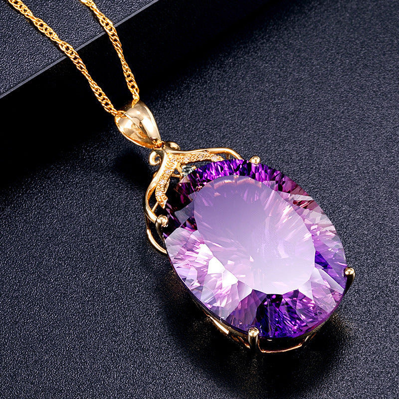 Amethyst Imperial Oval Necklace | Gold