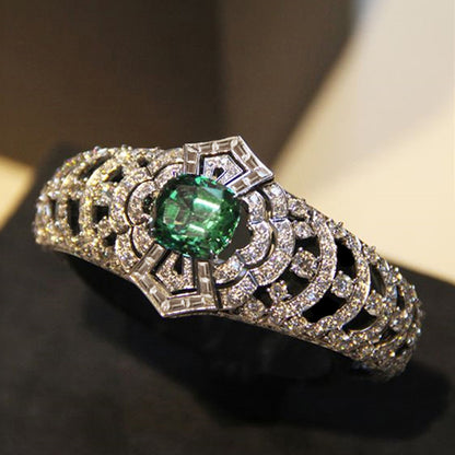 Emerald Art Deco Ring | White Gold