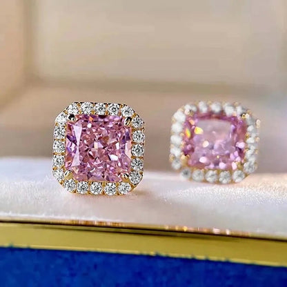 Pink Sapphire Pave Studs | Gold