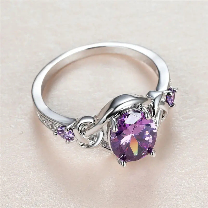 Amethyst Knot Ring | White Gold