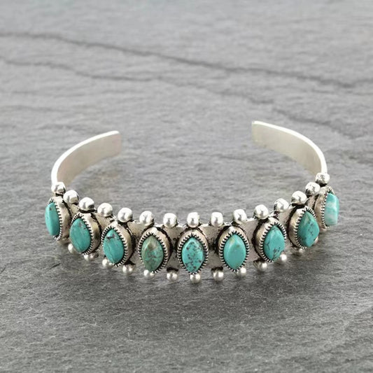 Azmira Turquoise Cuff Bracelet | White Gold