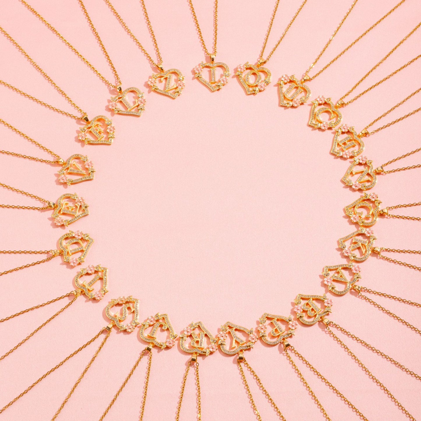 Floral Charm Initial Necklace | Gold