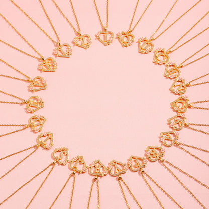 Floral Charm Initial Necklace | Gold