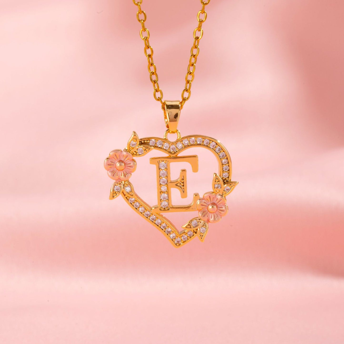 Floral Charm Initial Necklace | Gold